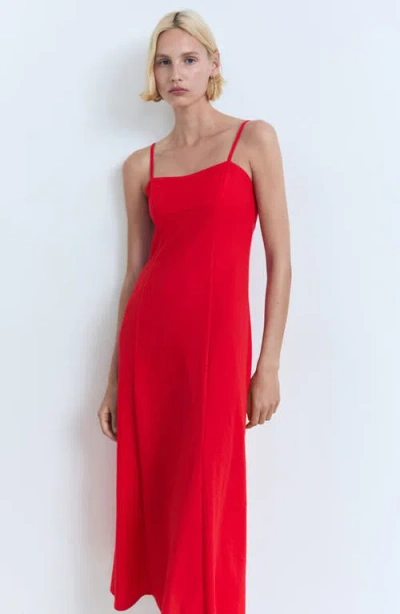 Mango Midi Dress With Bow At Back Red In Red