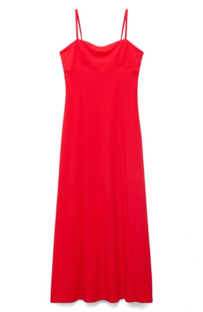 Mango Midi Dress With Bow At Back Red In Red
