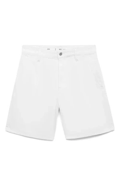 Mango Dart Bermuda Denim Shorts In White