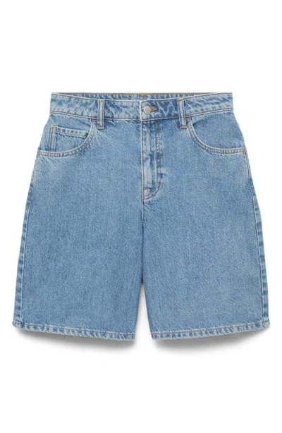 Mango Women's High-waist Straight-fit Denim Shorts In Blue