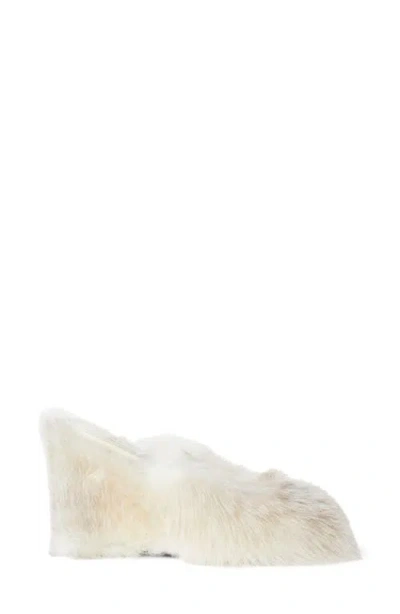 Fendi Acro Genuine Shearling Wedge Mule Sandal In Neutral