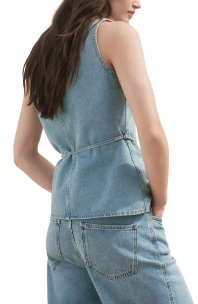 Mango Buttoned Denim Gilet Medium Blue In Blue