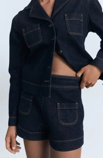 Mango Shirt Collar Sweater Dark Navy In Blue