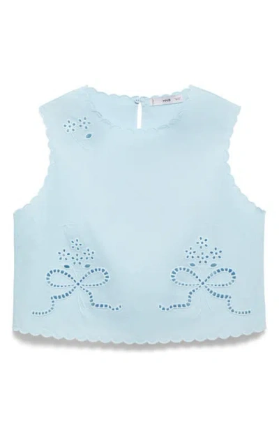 Mango Embroidered Crop Top Sky Blue In Blue
