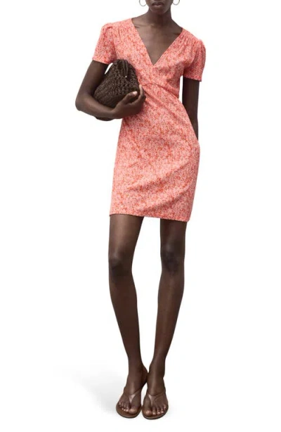 Mango V Neck Mini Tea Dress In Pink