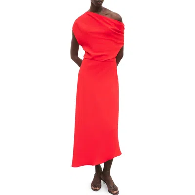 Mango Asymmetrical Midi-dress Red In Red