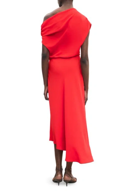 Mango Asymmetrical Midi-dress Red In Red