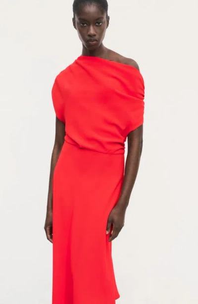 Mango Asymmetrical Midi-dress Red In Red