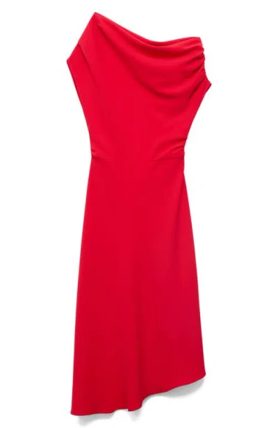 Mango Asymmetrical Midi-dress Red In Red