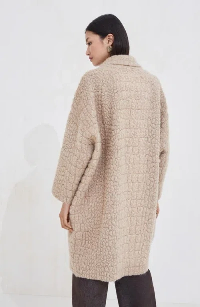 Brunello Cucinelli Boucle Double-breasted Coat Sequin Embellishment In Nude