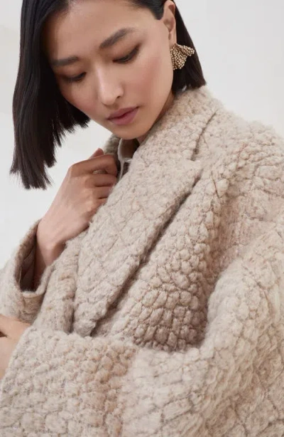 Brunello Cucinelli Boucle Double-breasted Coat Sequin Embellishment In Nude