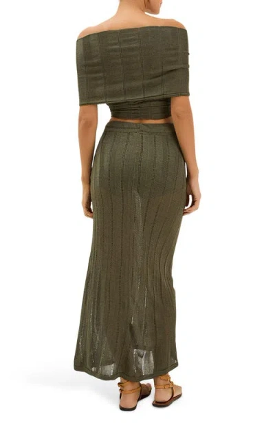 Vix Paula Hermanny Twisted Open Stitch Cover-up Midi Skirt In Green