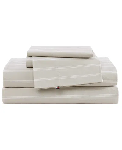 Tommy Hilfiger Printed 200-thread Count Cotton Percale 4-pc. Sheet Set, Full In Neutral