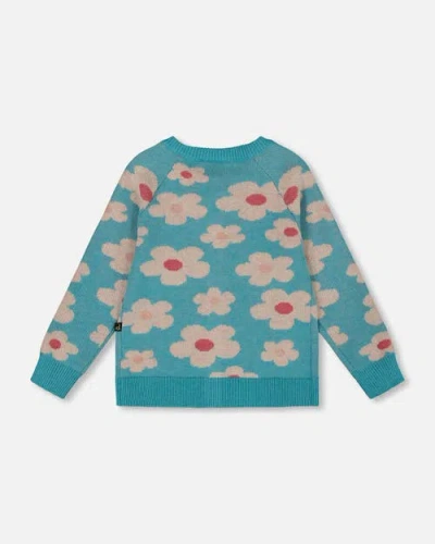 Deux Par Deux Button Front Knitted Cardigan In Blue