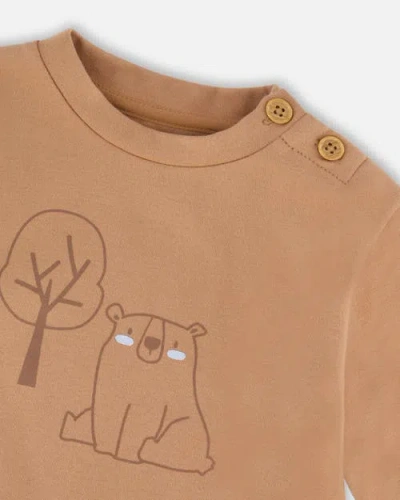 Deux Par Deux Organic Cotton Pant And Top Set Tree In Brown