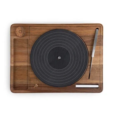 Toscana Turntable Acacia And Slate Cheese Board Set In Brown