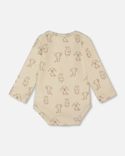 Deux Par Deux Organic Cotton Allover Puppy In Neutral