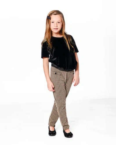 Deux Par Deux Short Sleeve Stretch Velour Top In Black