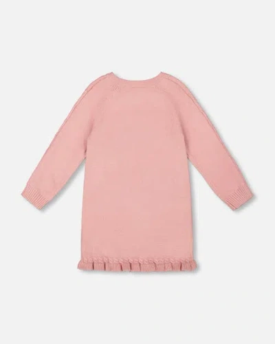 Deux Par Deux Knitted Dress With Unicorn Intarsia In Pink