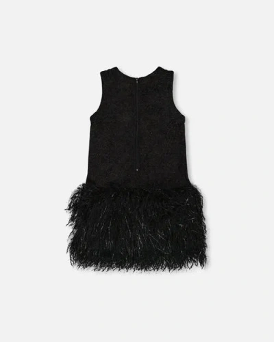 Deux Par Deux Sleeveless Bi-material Lurex Dress With Feathers In Black