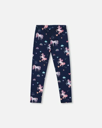 Deux Par Deux Stretch Jersey Leggings Unicorn In Black