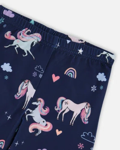 Deux Par Deux Stretch Jersey Leggings Unicorn In Black