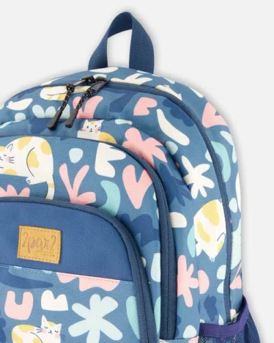 Deux Par Deux Little Kids Backpack Cat In Blue