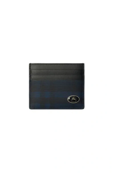 Burberry Check-pattern Leather Card Case In Blue