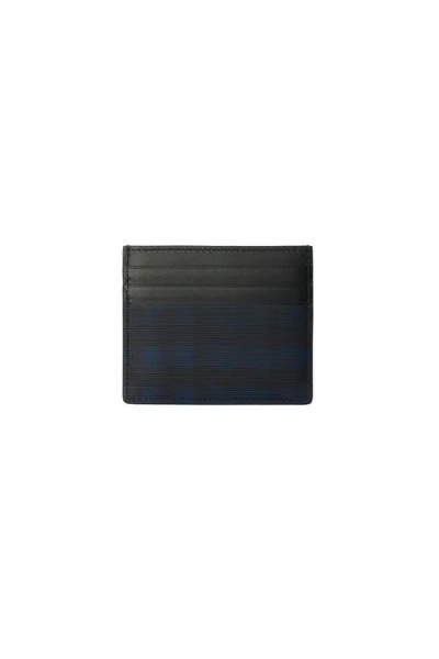 Burberry Check-pattern Leather Card Case In Blue