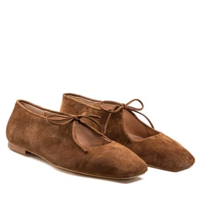 Andrea Gomez Amelia Suede Flats Brown In Brown