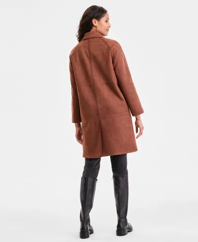 Bcbgmaxazria Plus Size Button-front Faux-suede Jacket In Brown