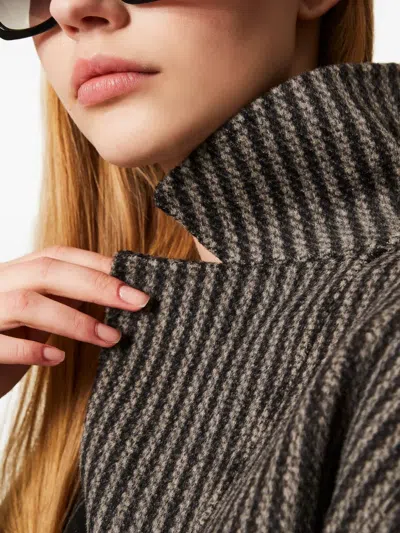 Twinset Twin-set Long Checkered Wool Coat In Gray