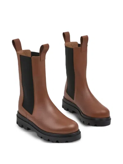 Flattered Elastic-panel Leather Chelsea Boots In Brown