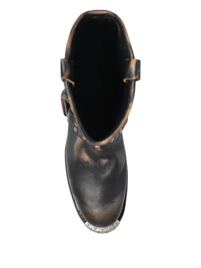 Dsquared2 Studded Leather Biker Boots In Black