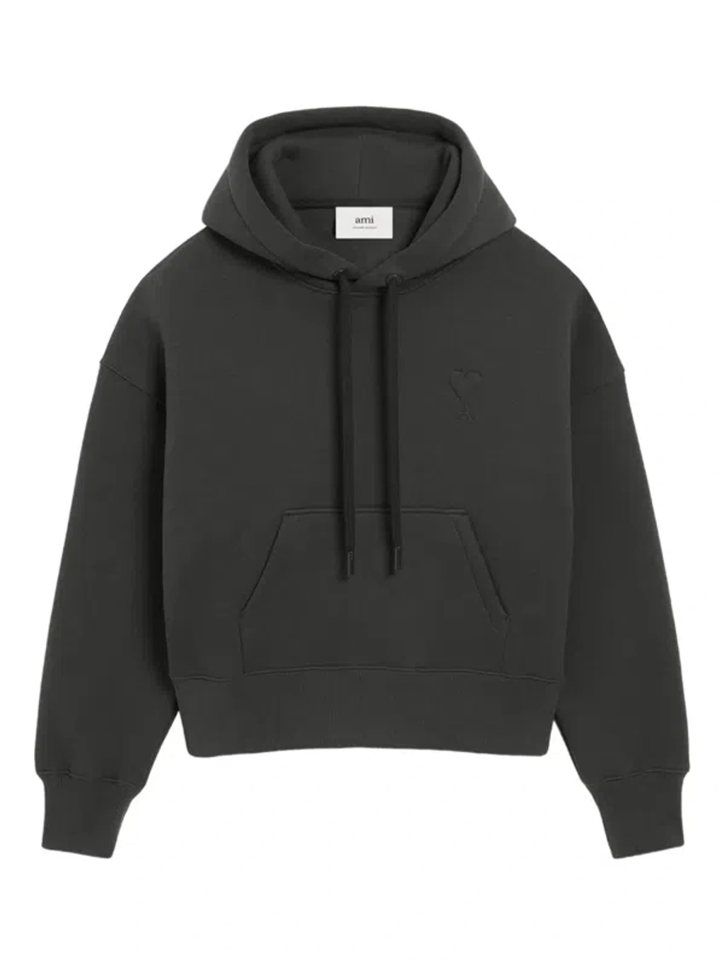 Ami Alexandre Mattiussi Black Cotton Ami De Coeur Hoodie Grey In