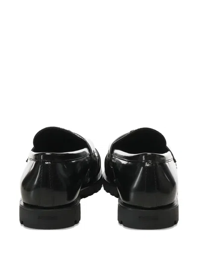 Pinko Nora Love Birds Leather Loafers In Black