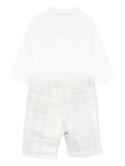 La Stupenderia Checked-pattern Buttoned-front Shorts Set (set Of Two) In White