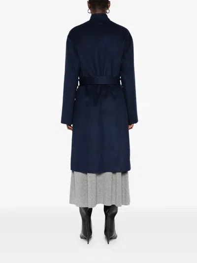 Ottod'ame Belted-wrap Midi Coat In Blue