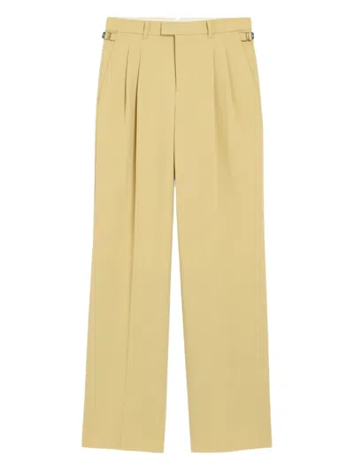 Ami Alexandre Mattiussi Ami Paris Wide Lime-coloured Wool Trousers Women In Neutral