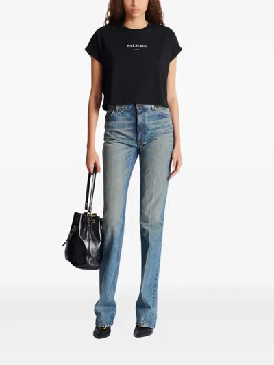 Balmain Logo-print Short-sleeve T-shirt In Black