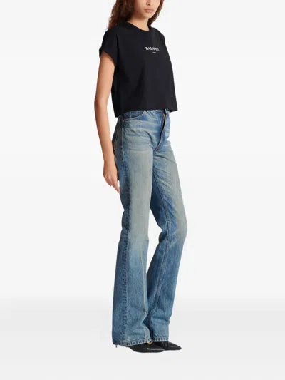 Balmain Logo-print Short-sleeve T-shirt In Black