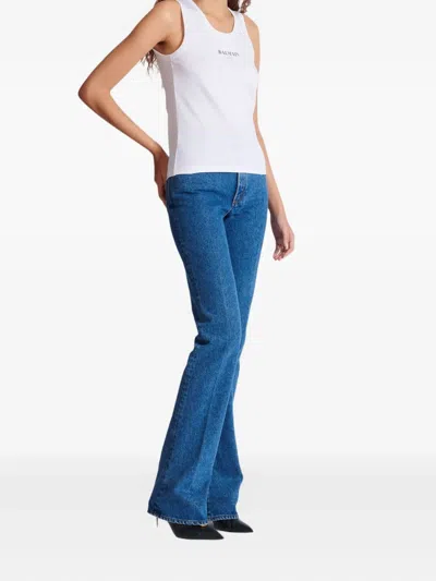 Balmain Logo Graphic Tank Top In White