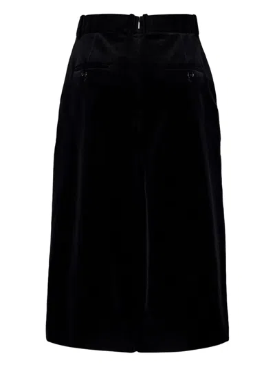 Saint Laurent Wrap-effect Cotton-velvet Midi Skirt In Black