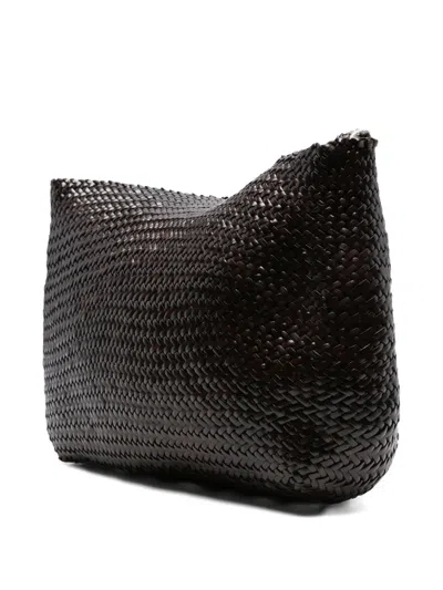 Dragon Diffusion Santa Marta Woven-leather Shoulder Bag In Brown