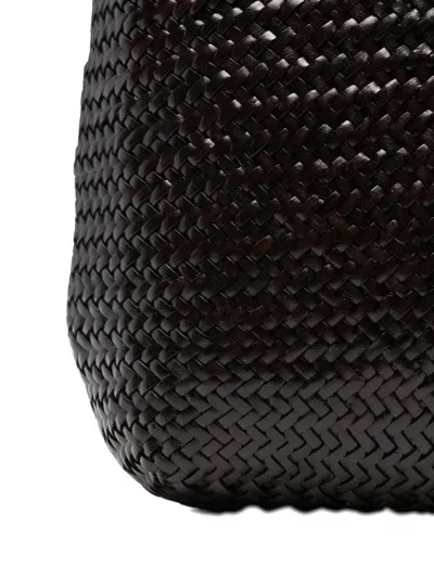 Dragon Diffusion Santa Marta Woven-leather Shoulder Bag In Brown