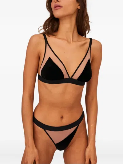 丝绒拼接三角形文胸