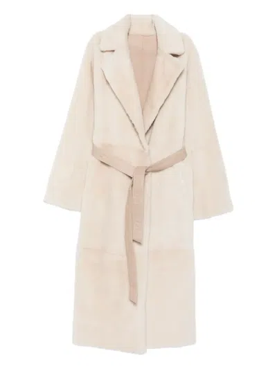 小羊皮毛一体束腰外套