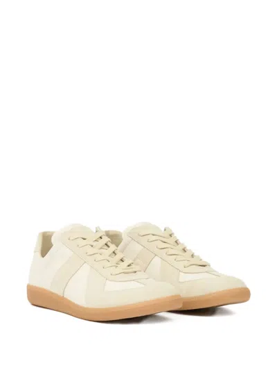 Maison Margiela Beige Comb Replica Panelled Leather Low-top Trainers Eur 40 / 6 Uk In Beige_and_papyrus