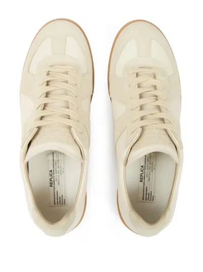 Maison Margiela Beige Comb Replica Panelled Leather Low-top Trainers Eur 40 / 6 Uk In Beige_and_papyrus