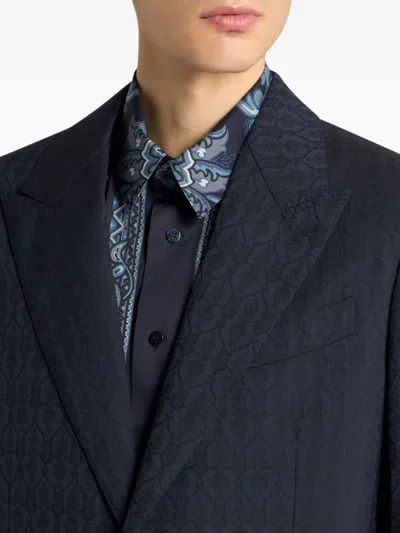 Etro Jacquard Wool Blazer In Black